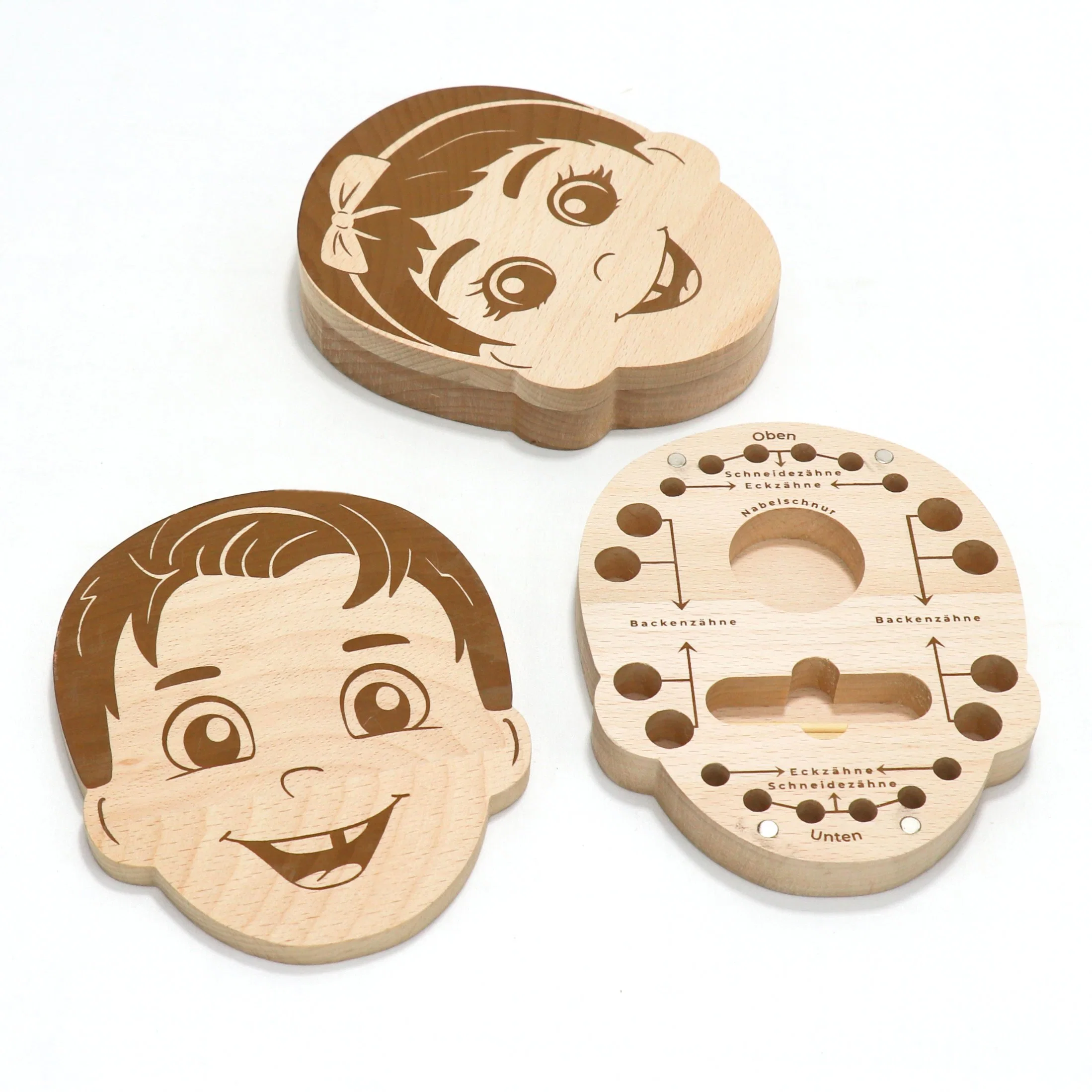 Boy & Girl Head Nature Wooden Toy