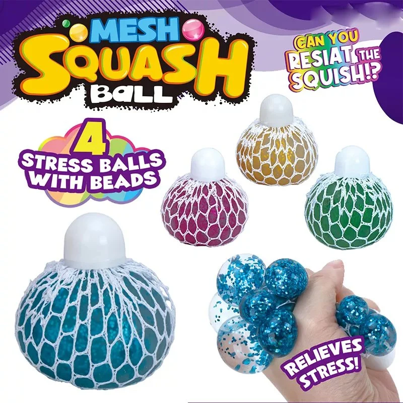 Juguete de pelota suave y apretada Tombo Discolored Decompression Grape Ball Hand Squeeze Sensory Ball Juguetes Soft Squishy Ball Toy Soft Stress Reliever Fidget Squishy Squeeze Mesh Ball Toy