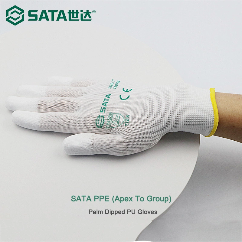 SATA PPE (Apex To Group) Good Wear Resistance and Air Permeability Palm Dipped PU Gloves