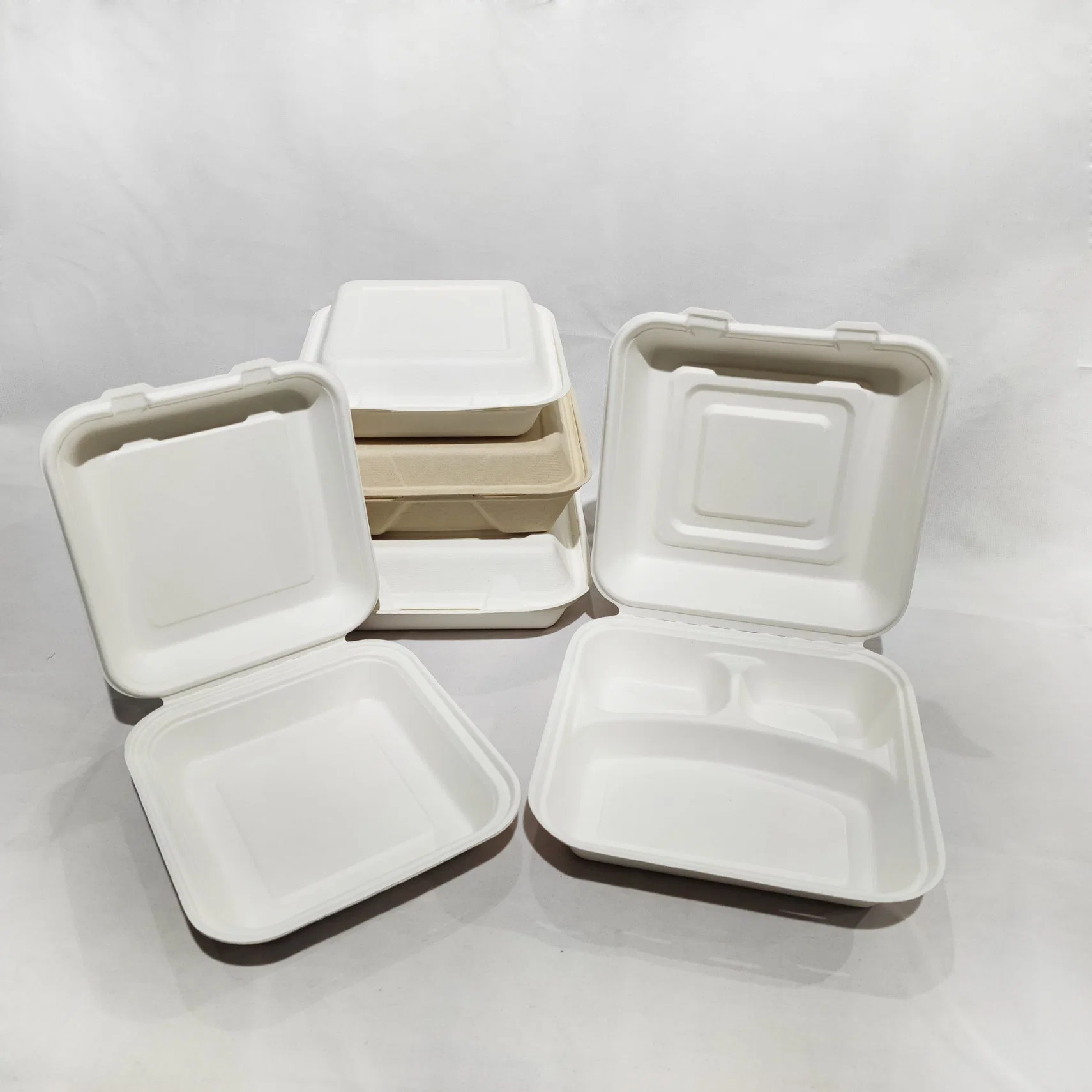 Vaisselle jetable en bagasse de canne à sucre Boîte alimentaire 100% compostable Vaisselle en pulpe biodégradable Couverts à emporter Contenants alimentaires