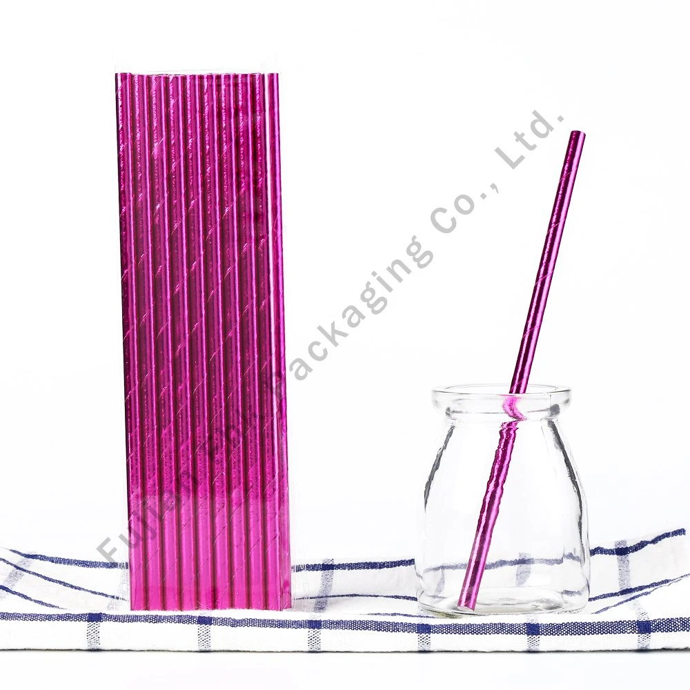 Gold Foil Paper Straws Christmas Holiday Wedding Anniversary Disposable Drinking Straw 100% Biodegradable Wholesale/Supplier Straw