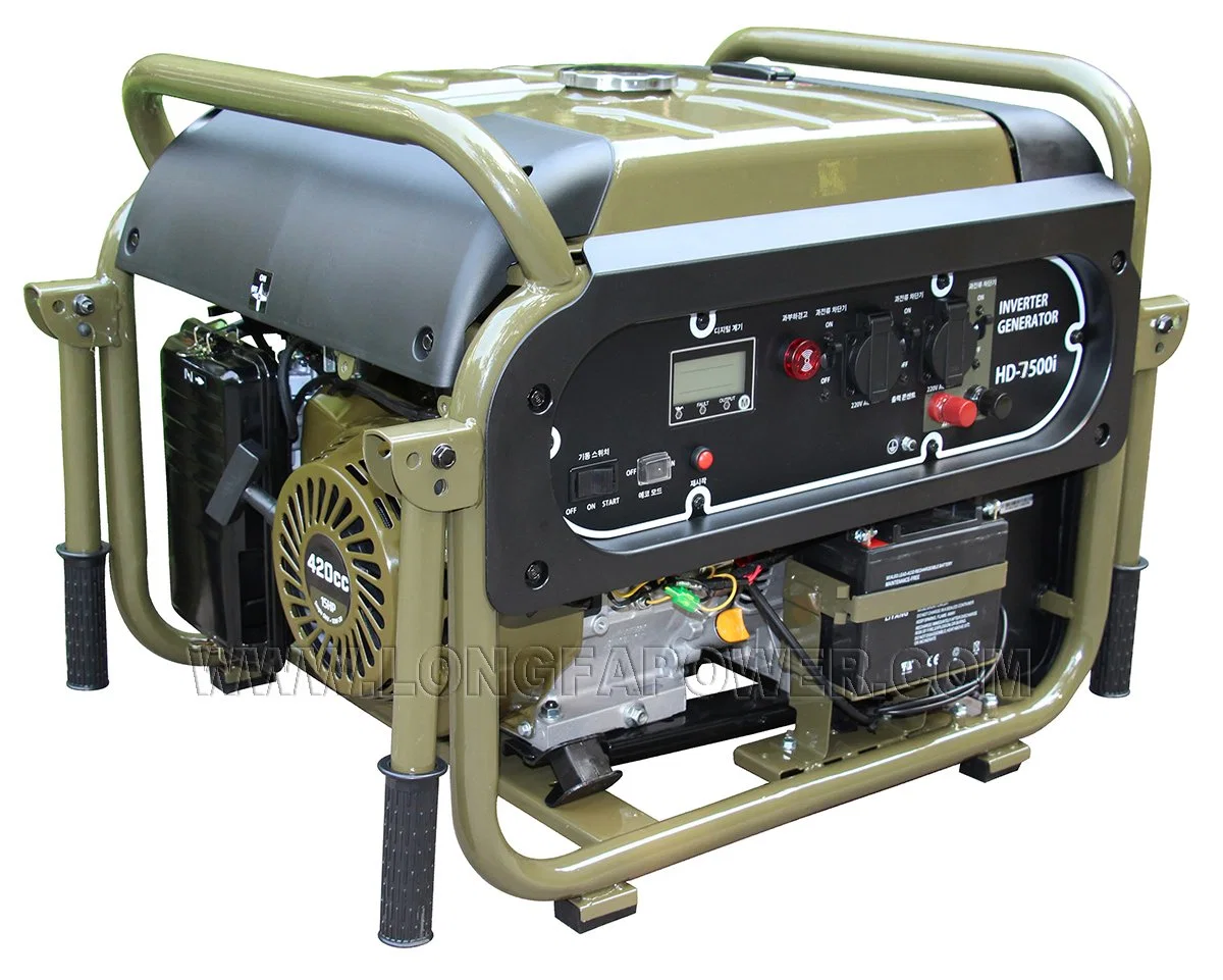 7.5kw 7.5 kVA 8 Kw 8.5kVA 8.5 Kw Kwt kVA 8500 W Watt Voltage Wave Form Thd<3% Alarm>130% Inverter Miltary Arrmy Rador Brushless AVR Portable Gasoline Generator