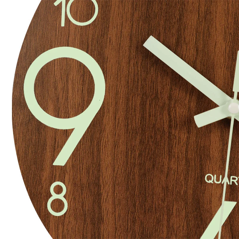 12 Inch Luminous Wall Clock Home Decor Modern Cheap Wooden Living Room Mute Custom Night Light Clocks