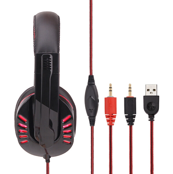 Computer Gaming Headset, Black&Red Color for Cool Design