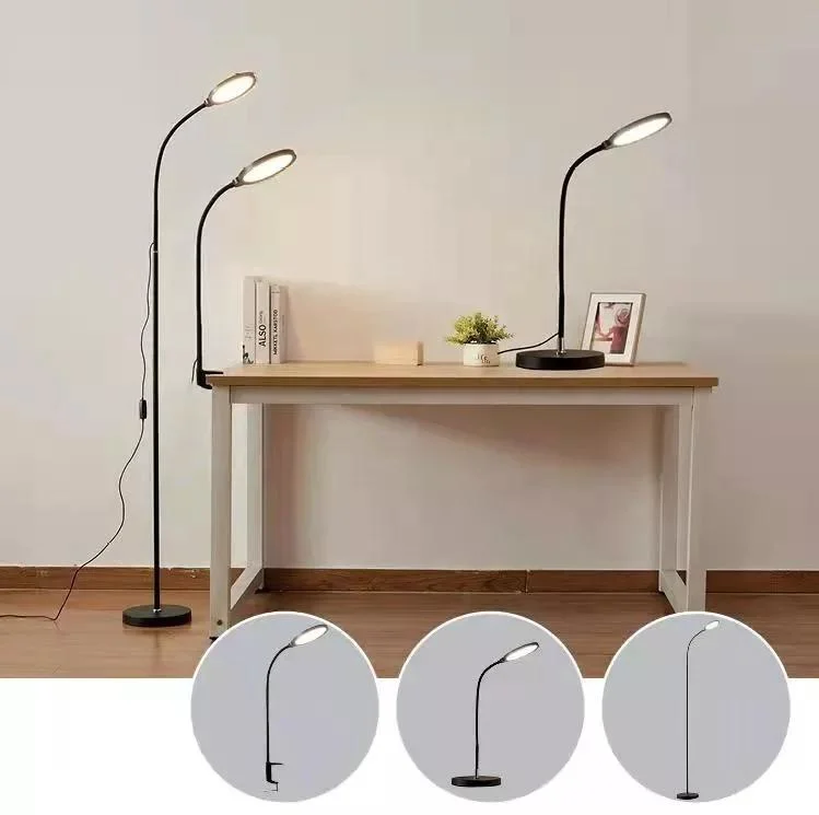 3 in 1 LED Hotel Lamp Light Table Standing Clamp Indoor Lighting with CCT & Brightness Adjustable Button Switch Floor Table Lamp