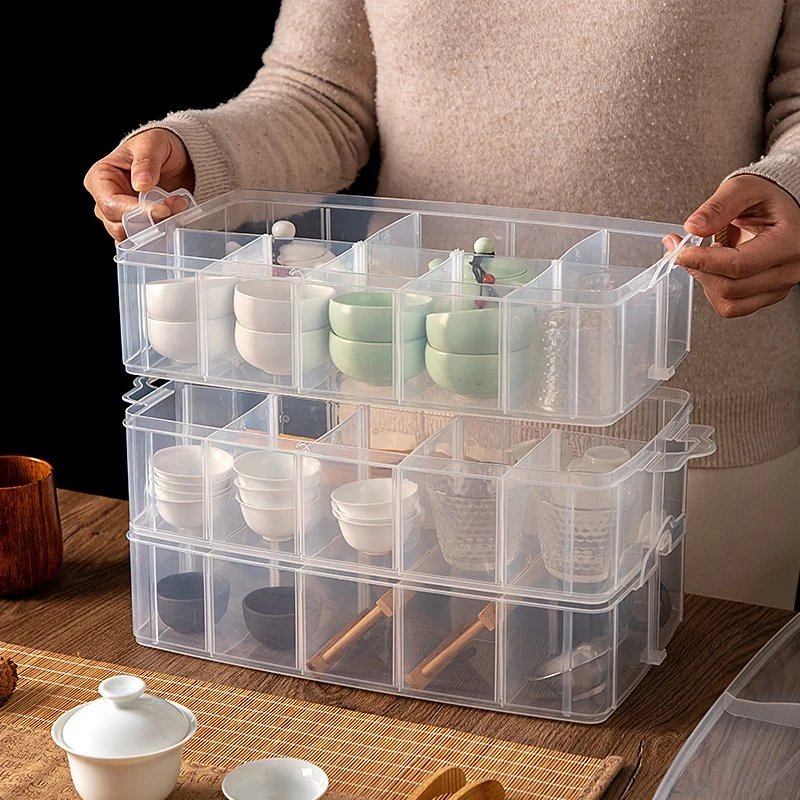 7202 High Quality Transparent Compartmentalized Cup Plastic Storage Box