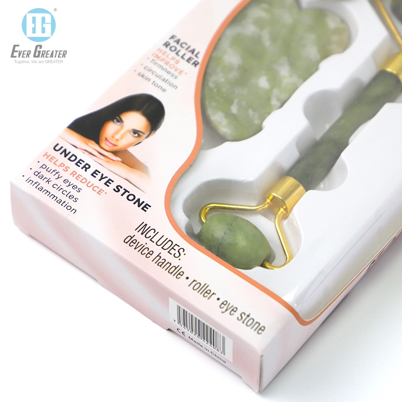 Color Box Packaging Jade Roller and Gua Sha Paper Packaging Box with Clear Plastic PVC Window