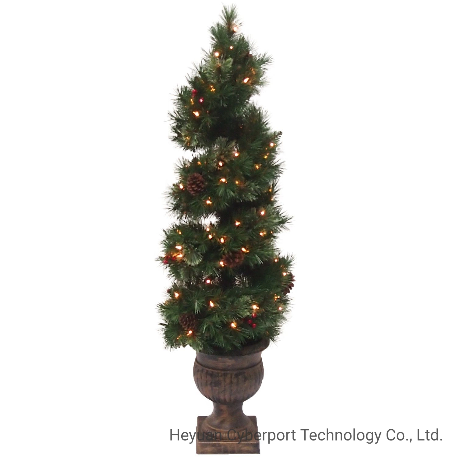 32' ' Navidad Árbol artificial Pot cono porche espiral árbol con el color blanco cálido y con múltiples luces de colores para decoración de Navidad