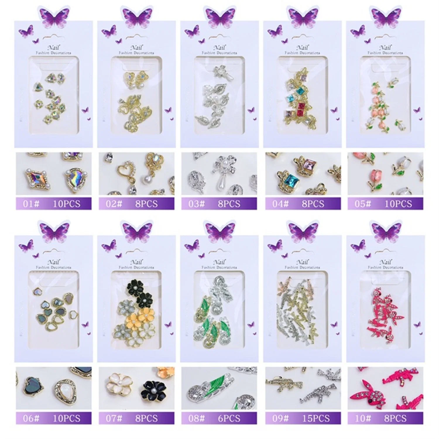 New Nail Decorations Tulip Nail Jewelry DIY Pointed Bottom Shaped Diamond Alloy Accessories