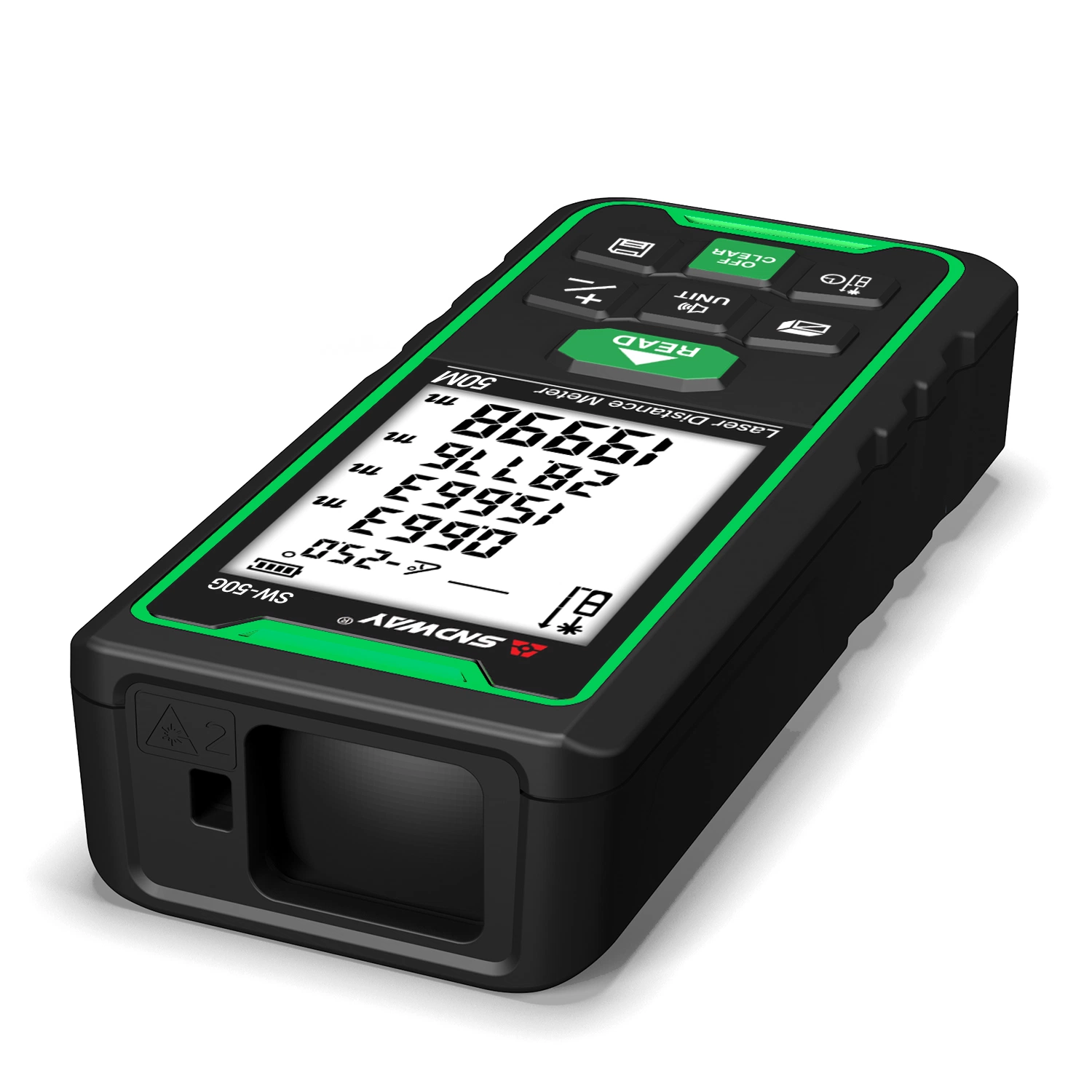 Sndway Green Beam Laser Rangefinder Measuring 50m Digital Tape Measure Range Finder High Accurate Roulette Laser Distance Meter