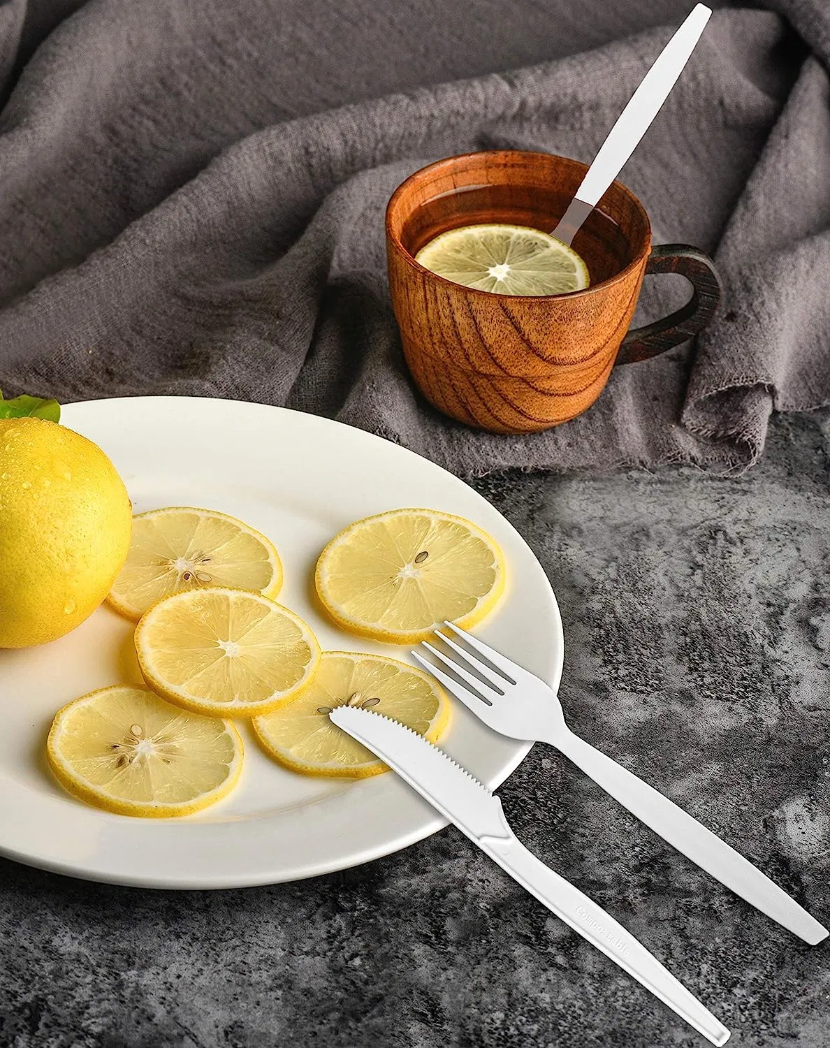 Umweltfreundlich 100% kompostierbar Besteck Set Einweg biologisch abbaubar für das Abendessen