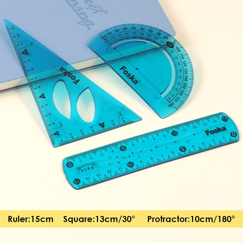 Foska 15cm School Plastic Flexible Stencil Ruler Set