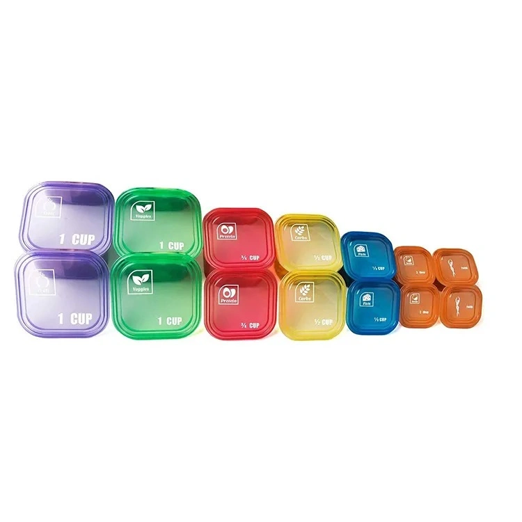 Rainbow Color 21 Day Portion Control Diet Plastic Box Set (7 Peças) Conjunto de Caixas de Armazenamento de Alimentos Livre de BPA para Perder Peso.