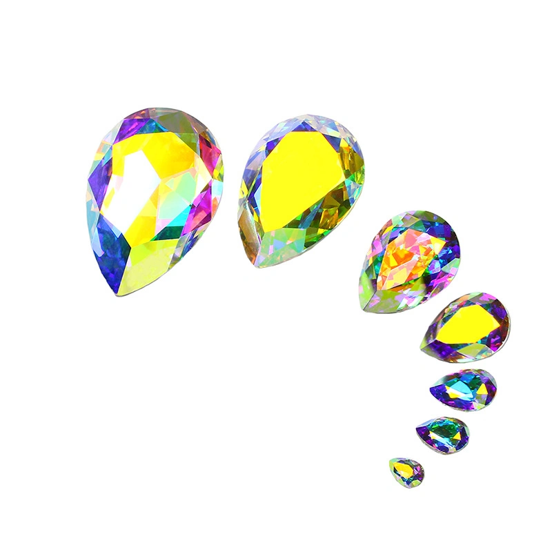 Glass Teardrop Pointback Chatons Rhinestones for Wedding Dress Garments Bag Accessories