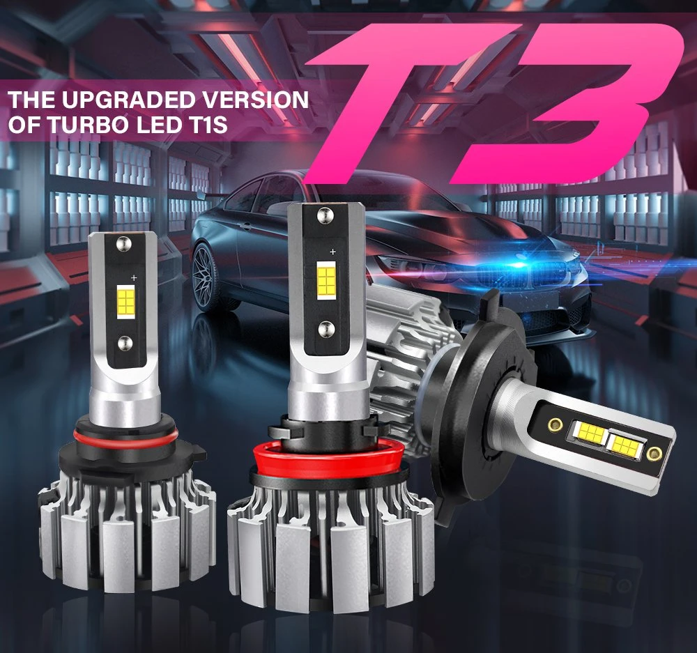 New Arrivial High Quality High Lumen High Power Canbus Error Free Upgraded Version of Turbo LED T1s 6000K White H1 H3 H7 H8 H9 H10 H11 9005 H4 H13 9004 9007