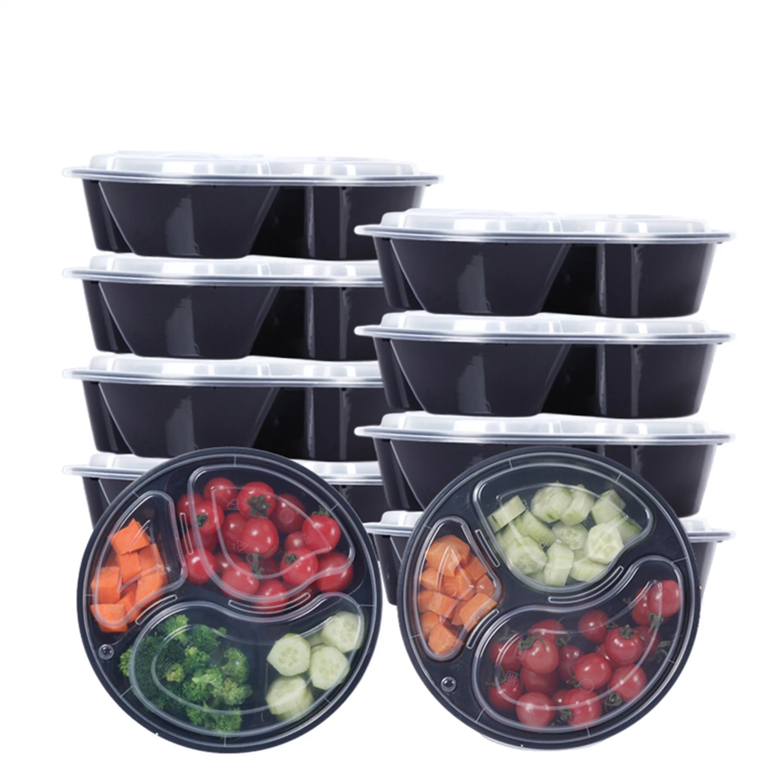 Multi Compartment Food Storage Box Portable 3 Compartment Food Container