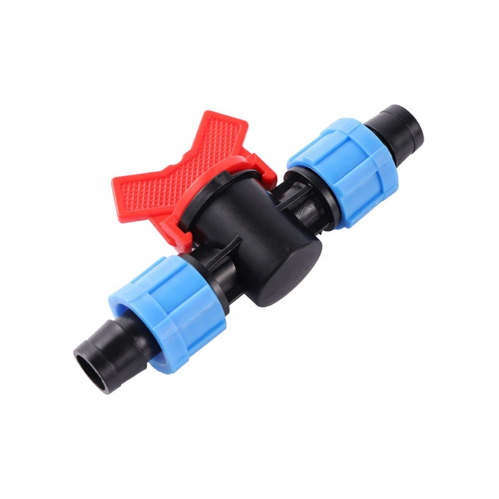 Garden Irrigation 16mm Drip Tape Water Connector DN17 Pipe Locked Water Control Switch Valve