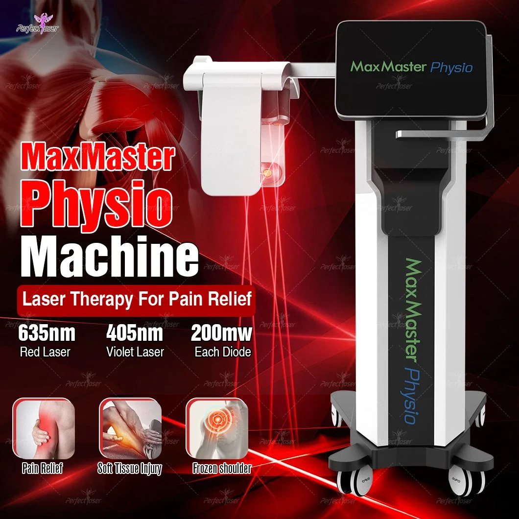 Physio Maxmaster Schmerzlinderung Physical 10 Diode Kalte Laser mit 635 405nm Rot&amp;Violett Laser entzündungshemmende Wunde heilende Durchblutung Verbesserung Maschine