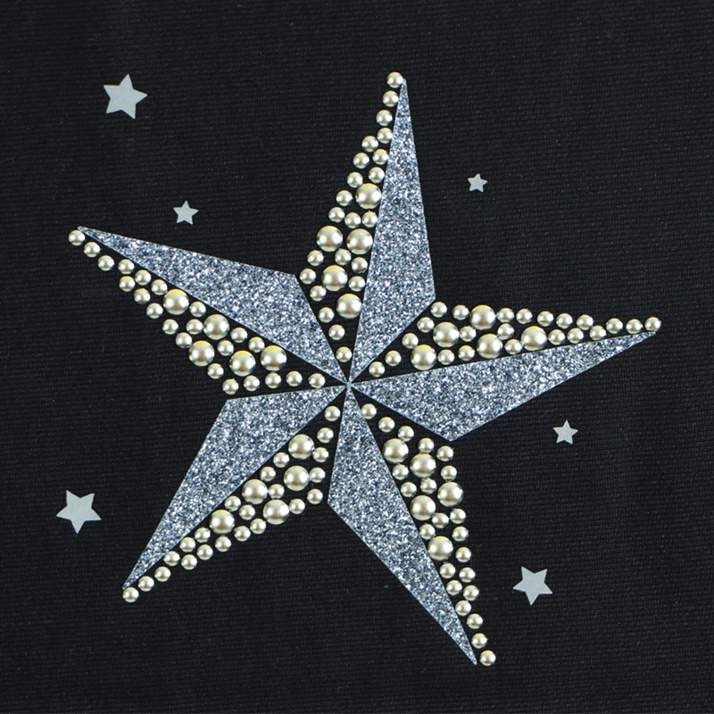 Hotfix Pearls Beads Star Design Silver Foil Laser Rhinestone Garment