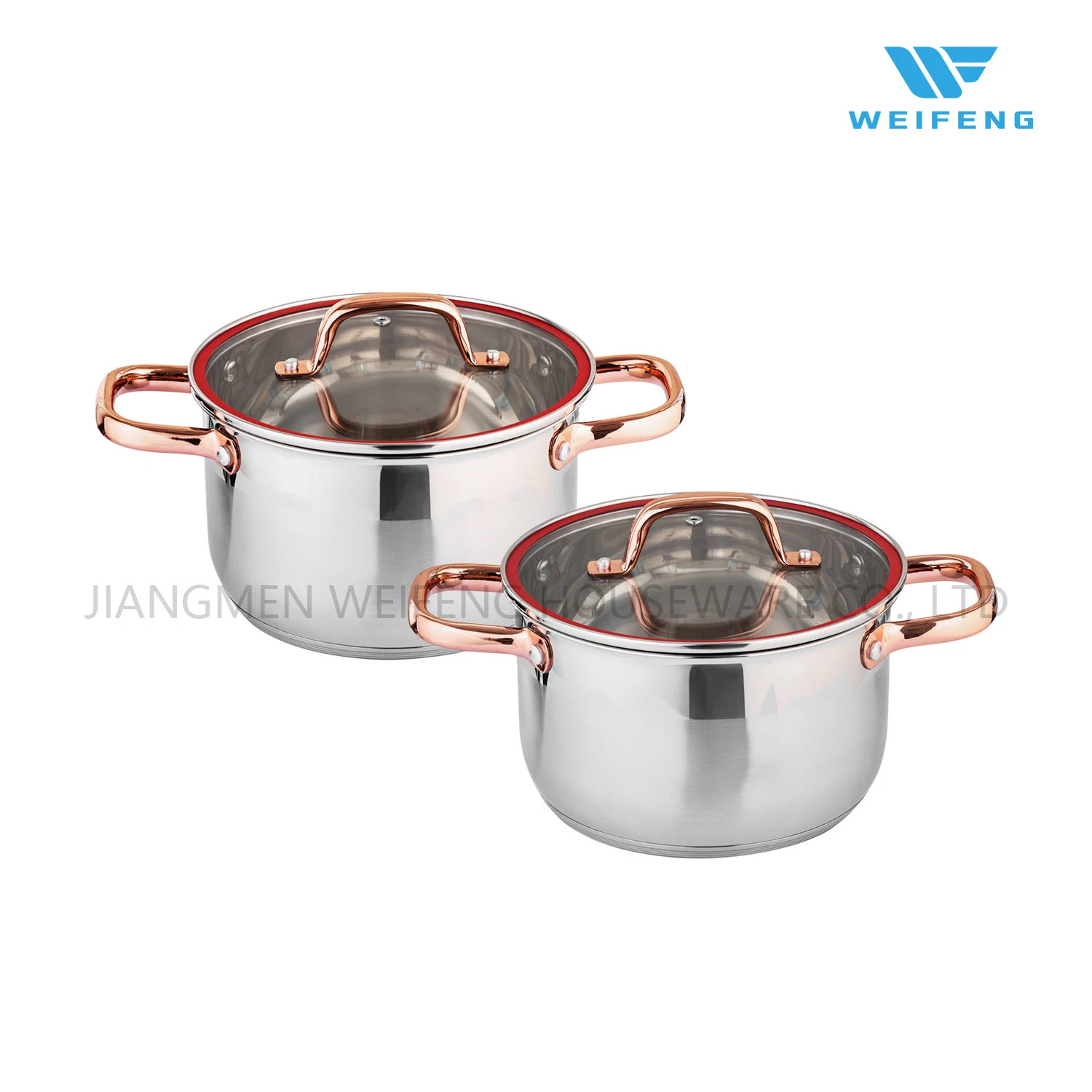 12 PCS Stainless Steel Cookware Set with Red Line G-Glass Lid