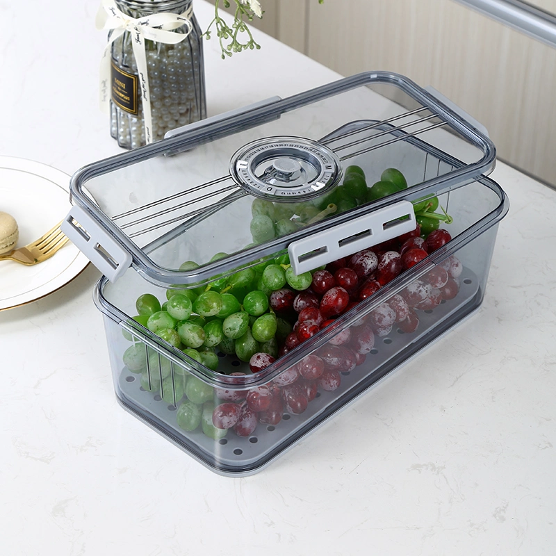 BPA Free Stackable Fridge Storage Container Pet Fridge Food Storage Box with Drain Board