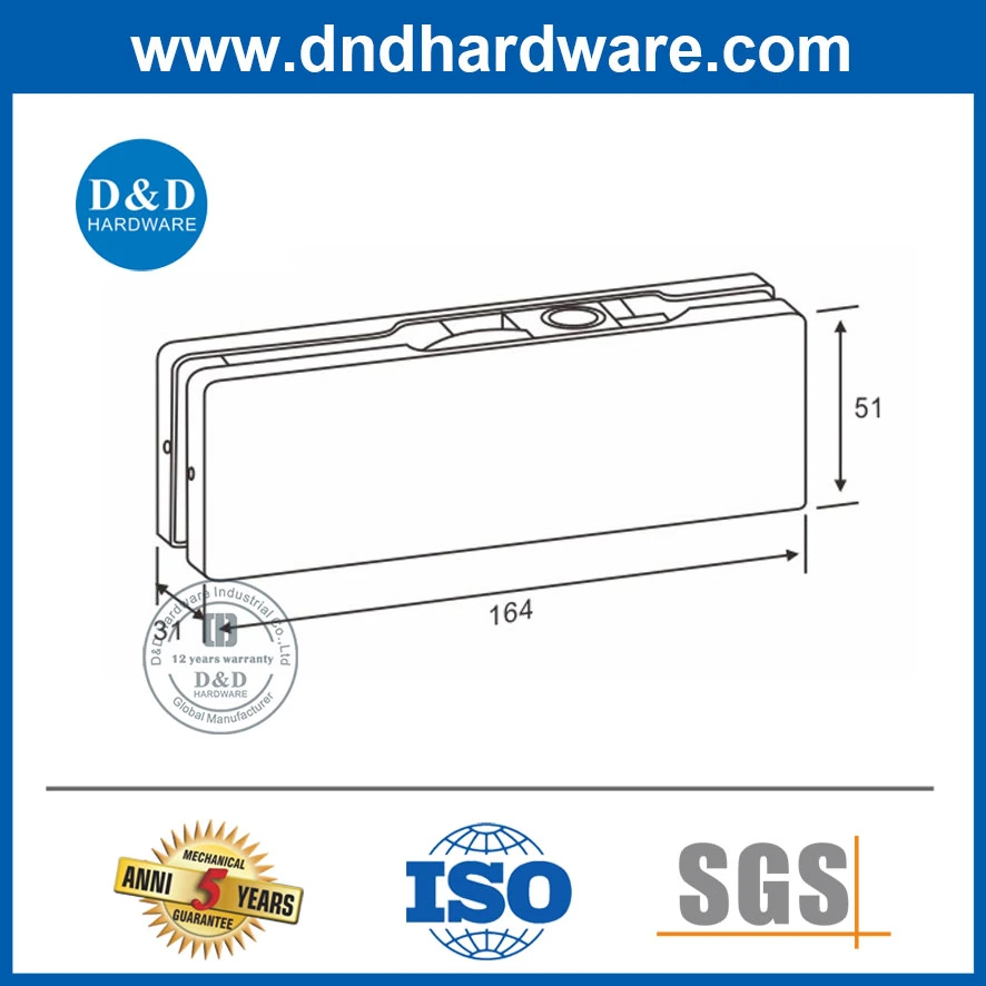 Hotel verwendet qualitativ hochwertige Glas Tür Top Patch Fitting in Edelstahl