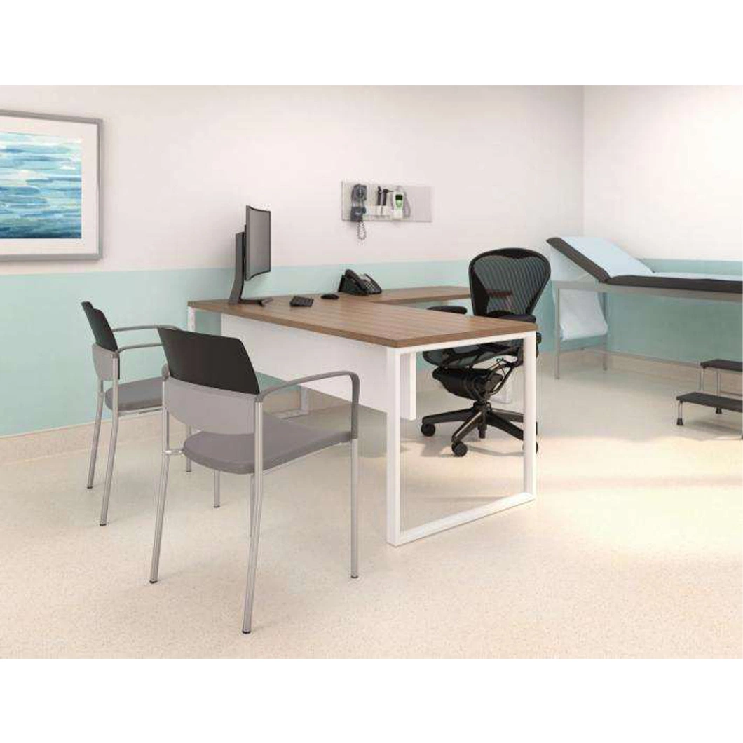 Muebles de Hospital MDF Escritorio y mesa de aleación de aluminio Frame Manager Desk con el lado archivador