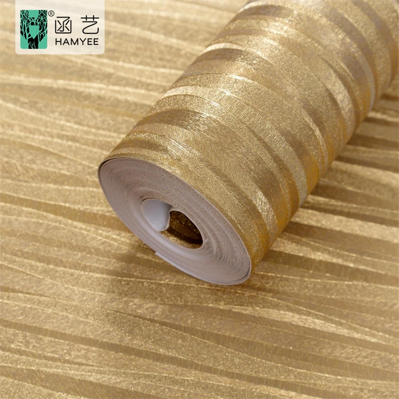 PVC 0.53 Wallpaper Non Woven Metallic Gold Wallpaper Roll Non Woven 3D Wall Paper