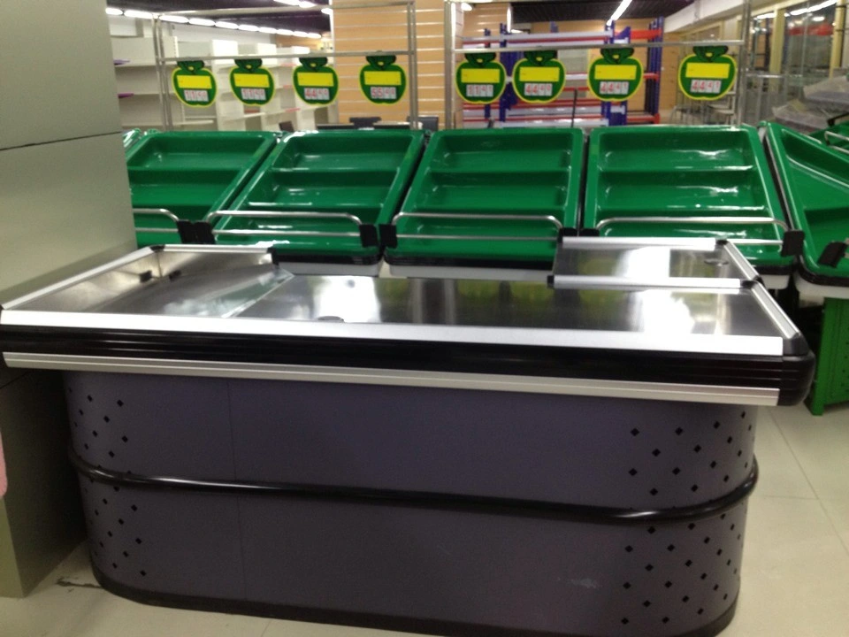 New Designed Supermarket Metal Checkout Counter Cash Table Register