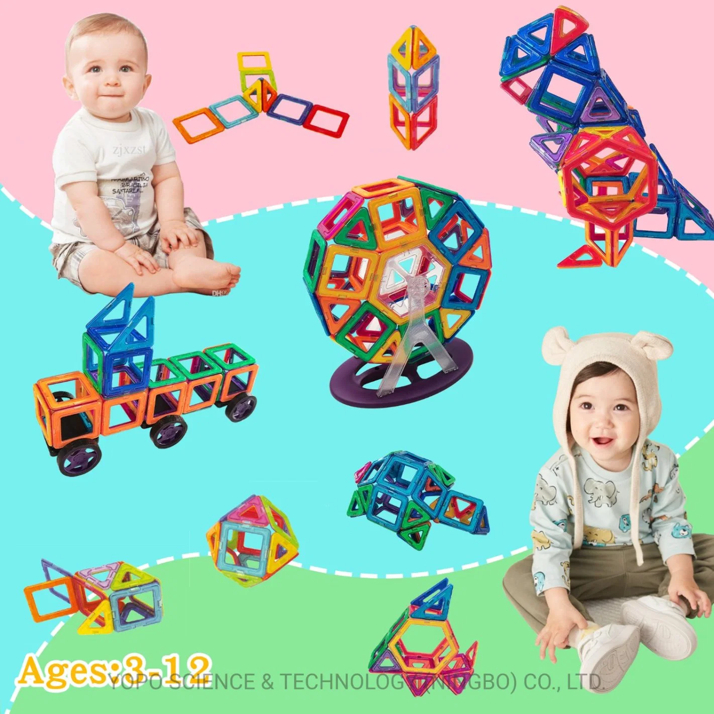 Blocs magnétiques, tuiles de construction robustes, jouets STEM pour enfants de 3 ans et plus, apprentissage par le jeu pour les tout-petits et les enfants.