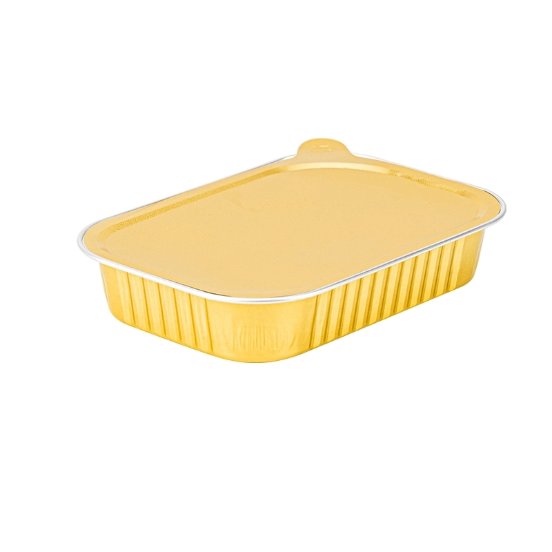 Golden Aluminum Foil Lunch Box 480ml Aluminum Foil Bowl Tinfoil Box Disposable Takeaway Packing Bento Box Baked Rice Barbecue Baking Special Aluminum Foil Lunch