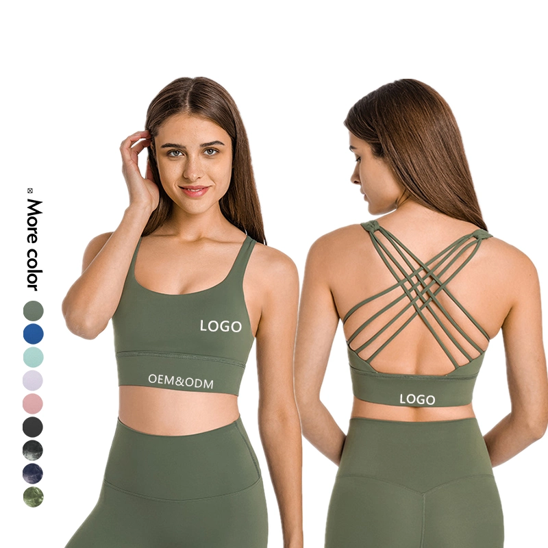 Xsunwing Wholesale Yoga Top Sexy Cross Beauty Strap No Steel Ring Bra Women Yoga Sports Underwear