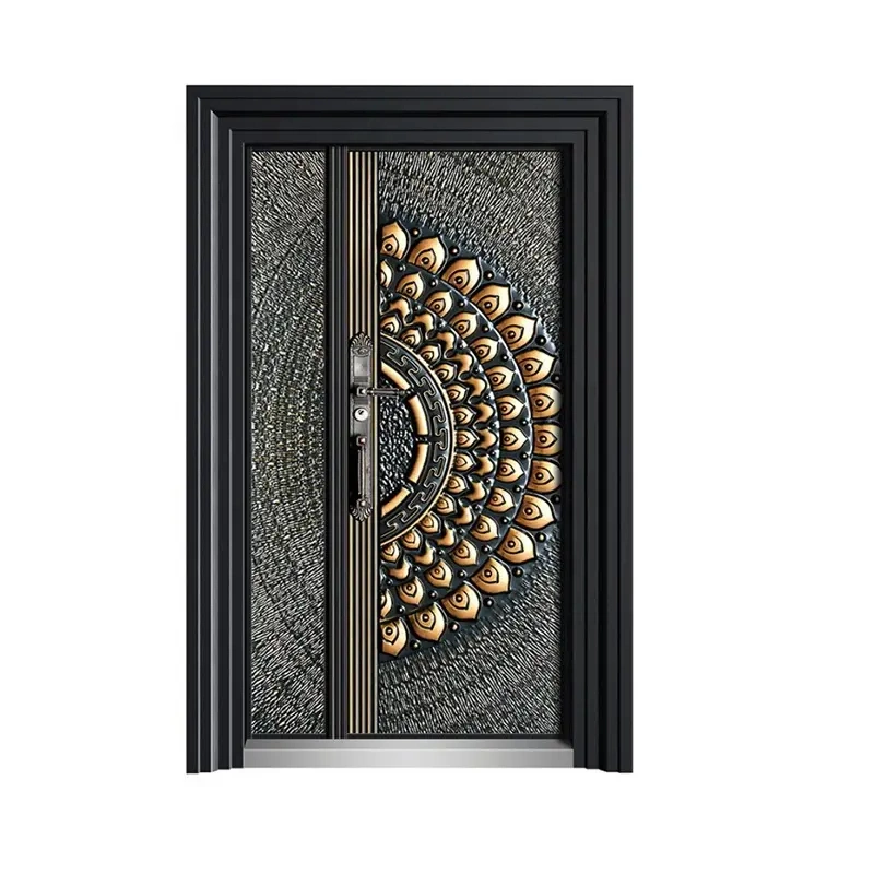 Kqdoors Porte de sécurité en acier haut de gamme Porte d'entrée principale Design extérieur Double Luxe Dernière image de conception