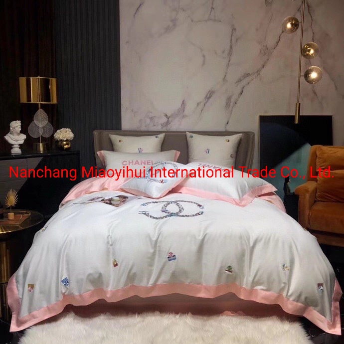 Wholesale/Supplier Market 4PCS 100% Cotton Printing Bedding Set Luxury Handbag Fashion Shoulder Bags Brand L''v Designer Duvet Cover Set Hotel Bedding Set