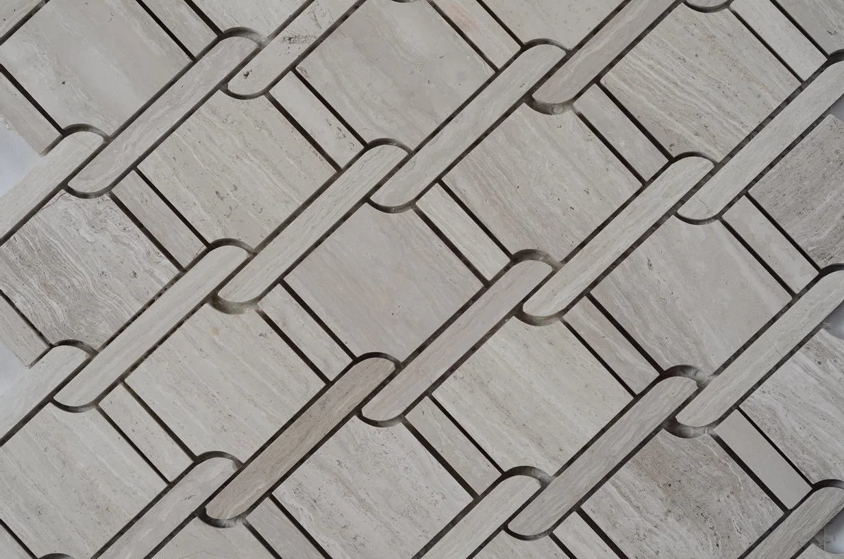 Diseño especial de travertino de Piedra Natural Mosaico Basketweave