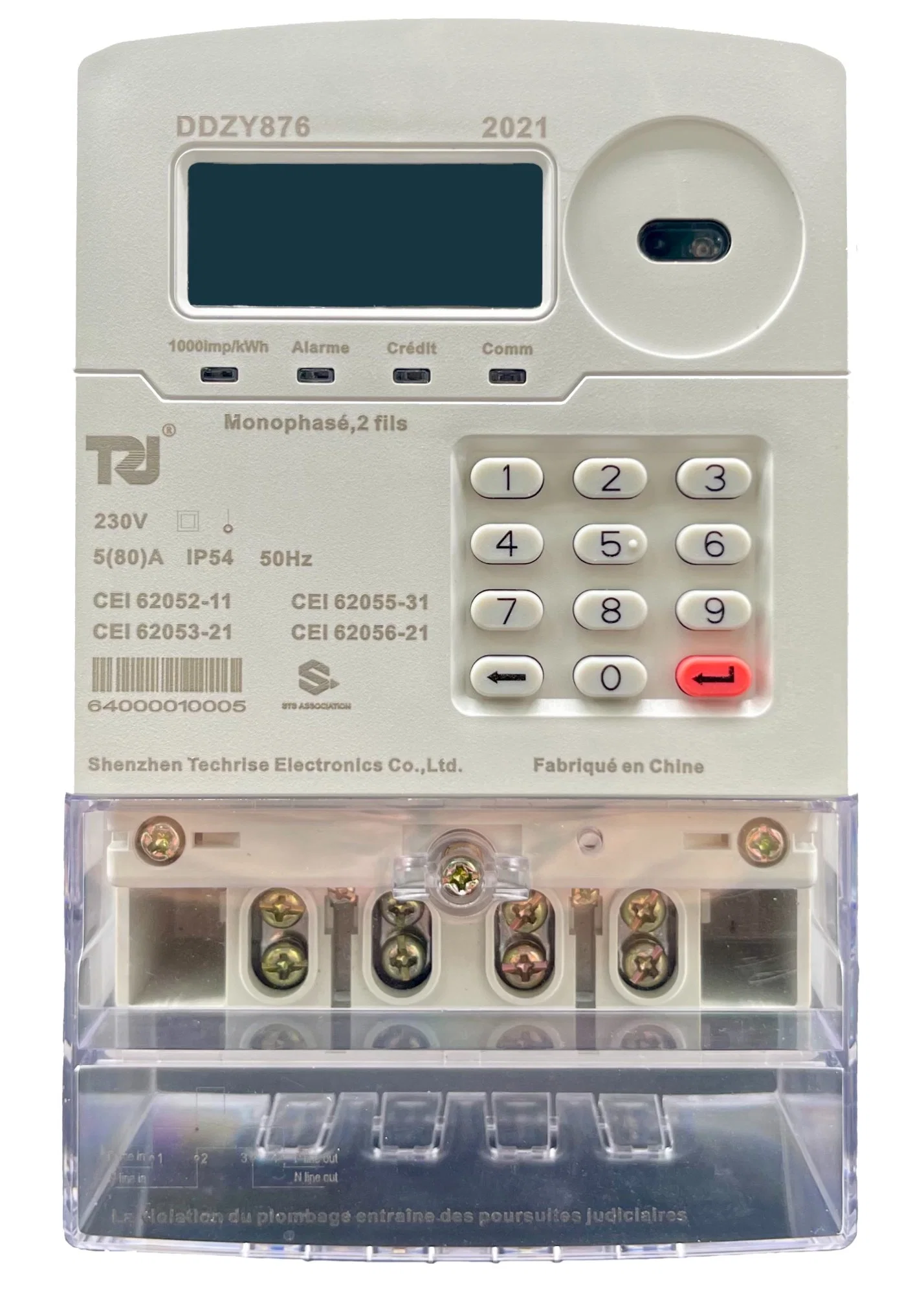 DDZY STS876 Prepago Monofásico de división de dos cables del medidor de energía electrónica inteligente de teclado