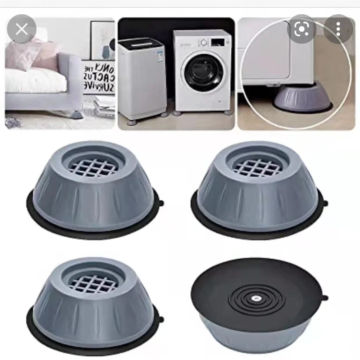 Anti Vibration Pads with Suction Cup Feet / Fridge Washing Machine Shock Absorber Safety Bumper