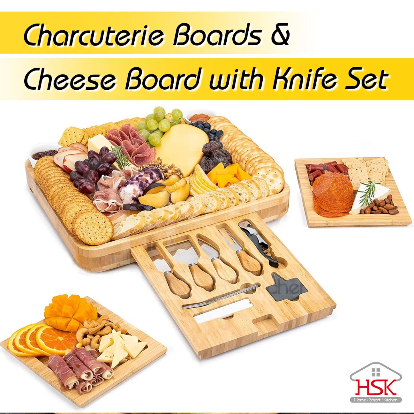 Bamboo Cheese Cutting Board Wooden Serving Tray Food Platter