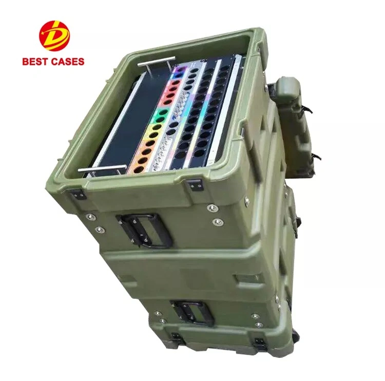 Industrial Service Equipment Protection 16u Plastic Shock Rack Mount Case