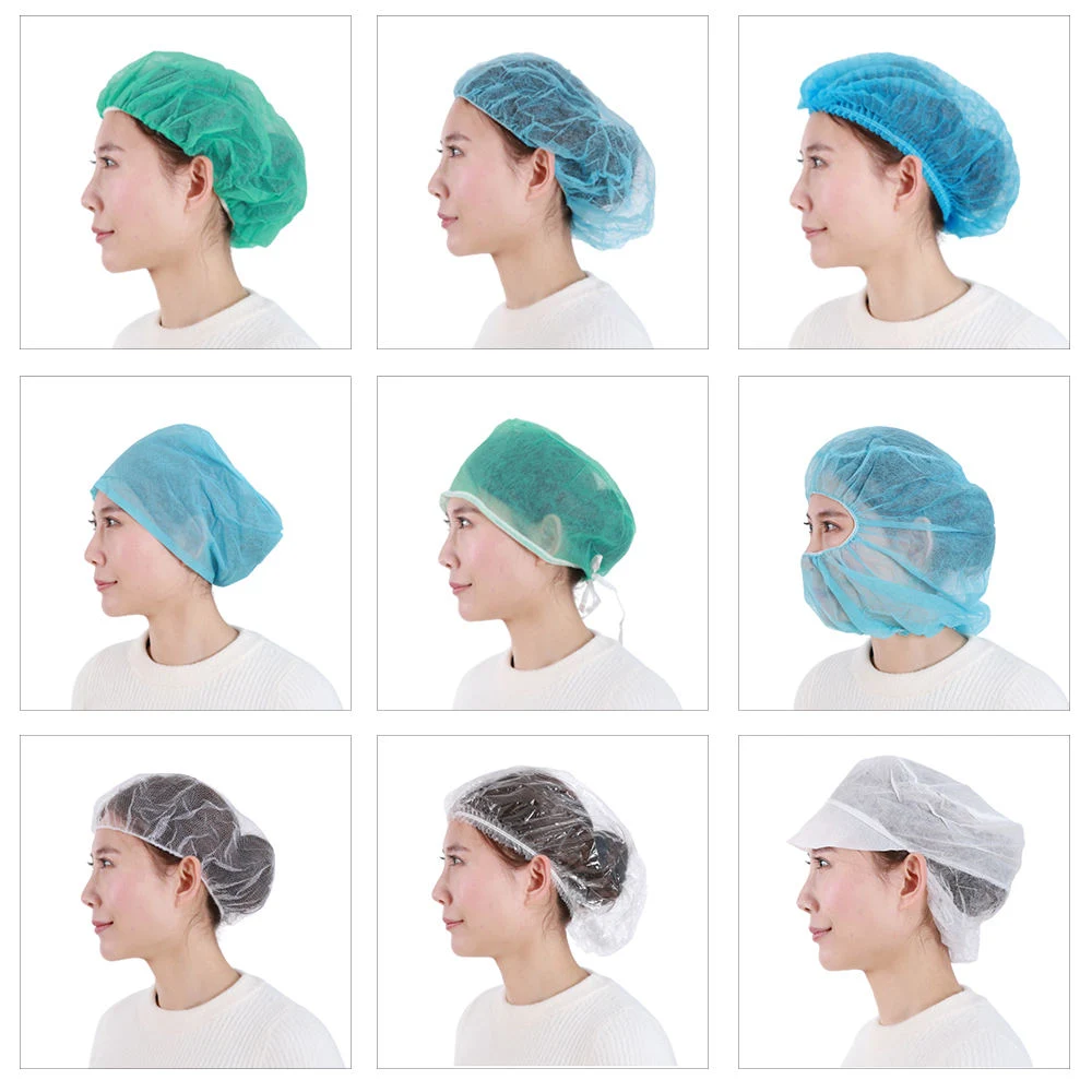 Disposable Non Woven Double Elastic White Round Cap / Hair Cap / Surgical Cap / Mob Cap / Medical Clip Cap