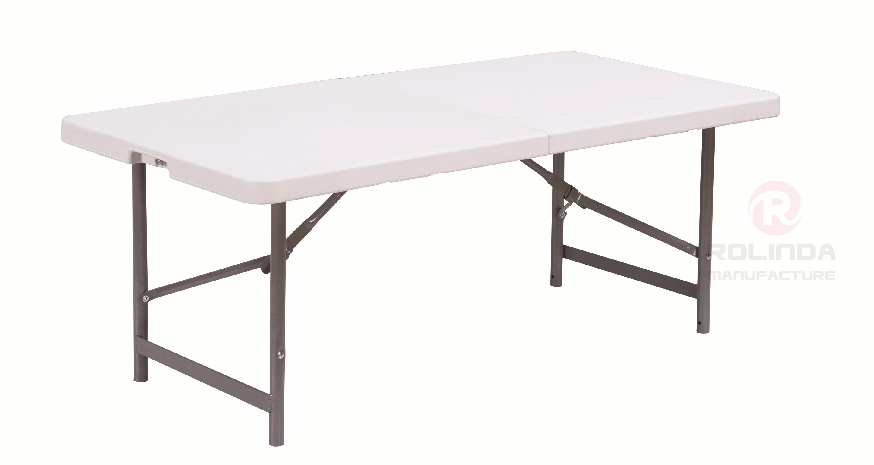 Table rectangulaire à ouverture en métal à panneaux en plastique pliants