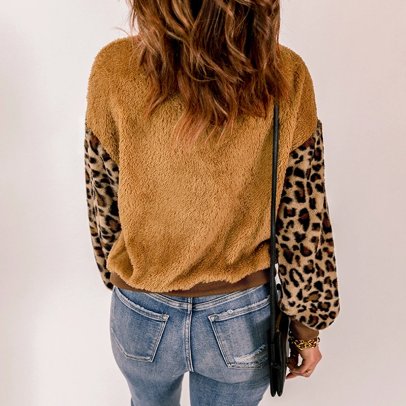 Leopard Print женские Мягкий пуловер Pullover трикотажные ослабление улицу моды пуловер Sweatshirt женщин