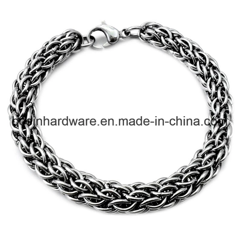 8mm Plata hechos a mano Pulsera de acero inoxidable Chainmail