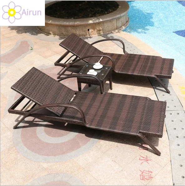 Adjustable Resort Rattan Chaise Lounge Chair Furniture Outdoor Sun Bed Beach Sun Loungers for Pool Side