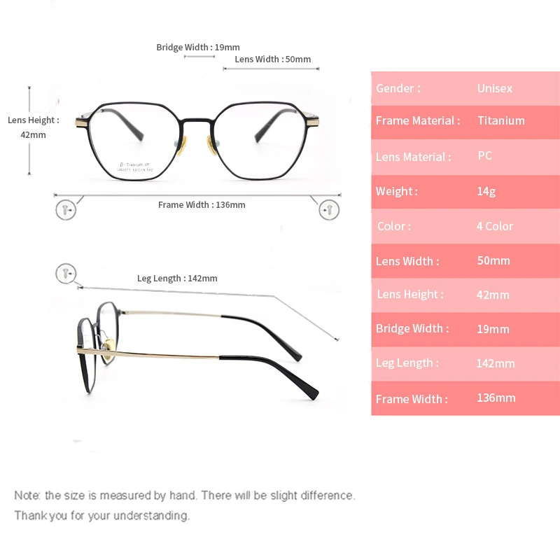 Hochwertige Titan Brille Rahmen Brillen für Damen auf Lager