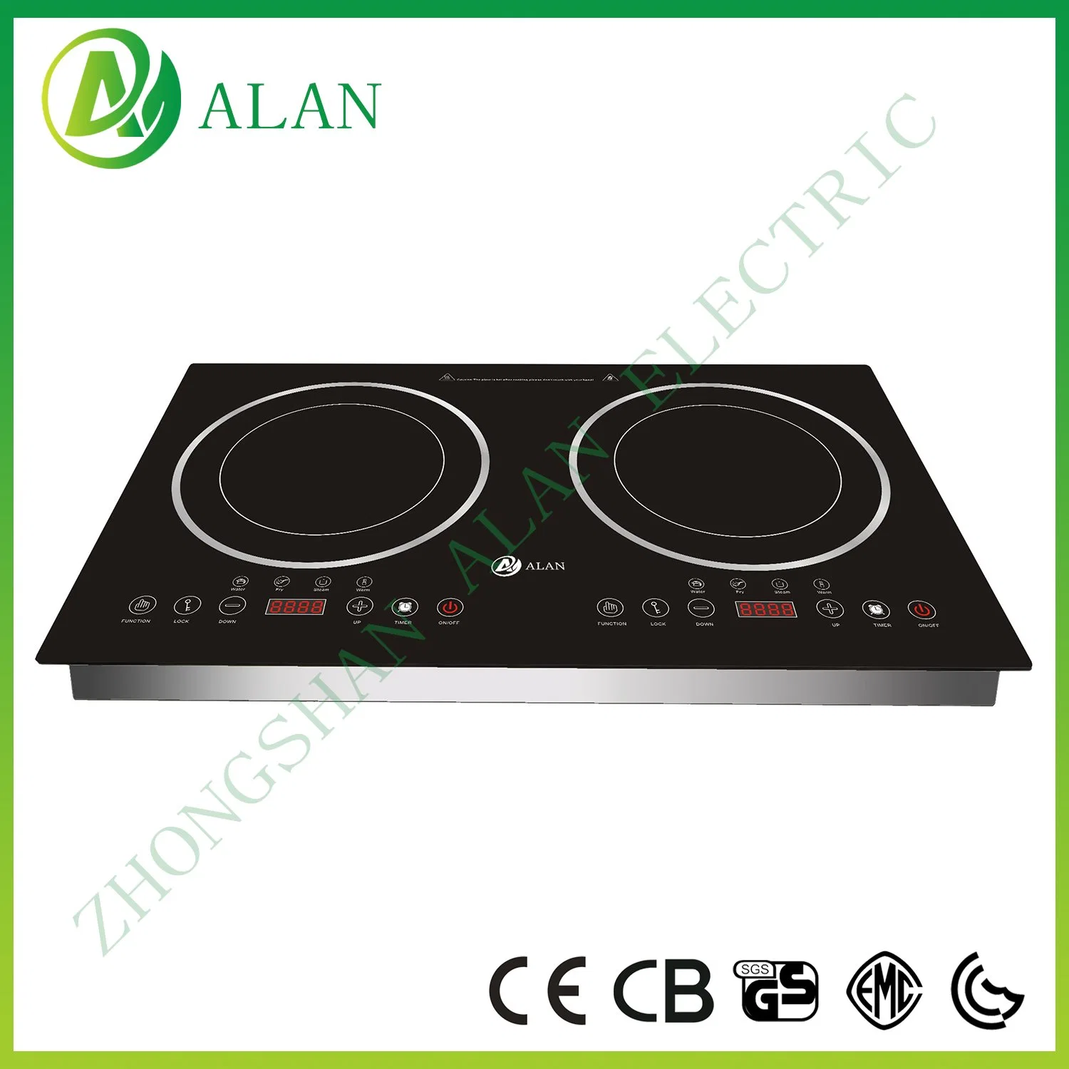 3000W Sliding Double Burns Domino Infrared Cooker Induction Cooker Stove with Double Ring Heater