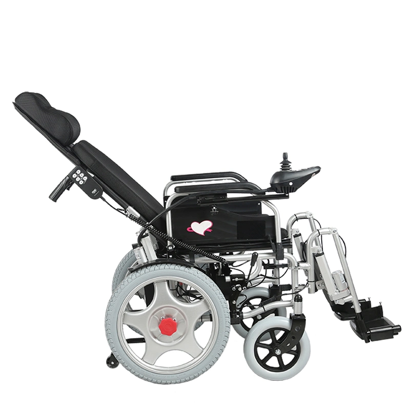 Recling Power Wheelchair with Tilt-in-Space Function, Cushioned Head Immobilizer and Removable Armrests