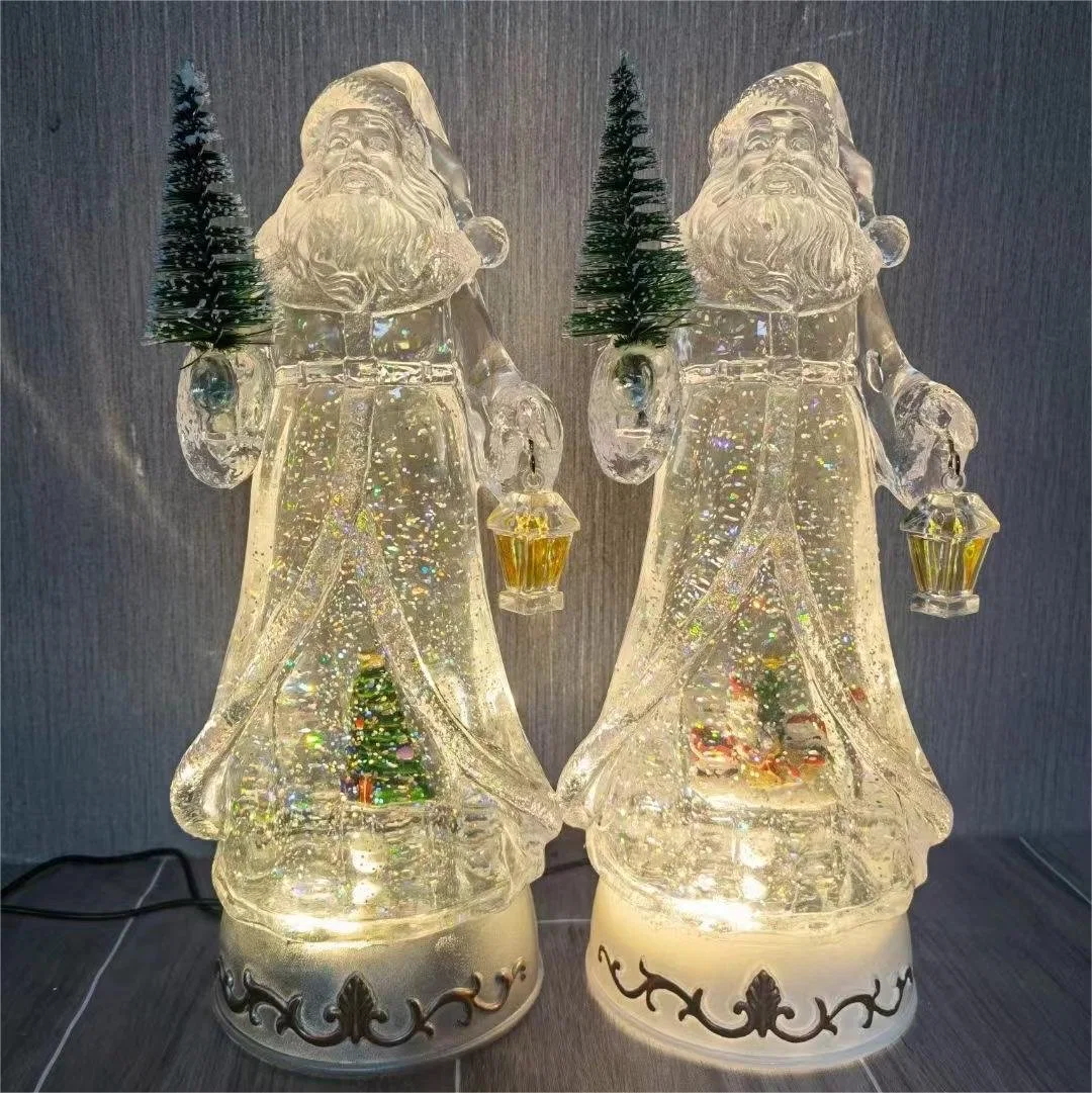 OEM Factory Customized Acrylic Craft Home Decoration Night Light Santa Crafts Santa Christmas Gift Xmas Santa Claus Craft Manufacturer in China