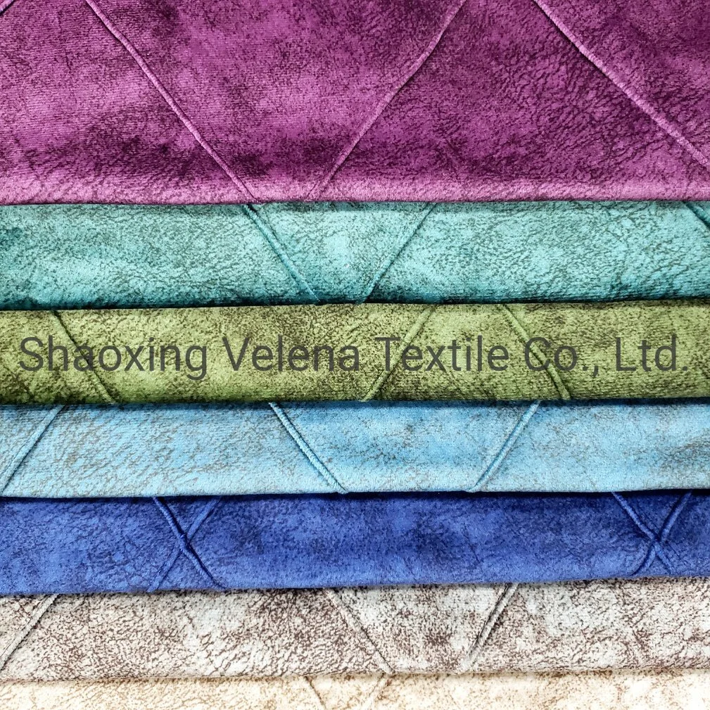 Produto de venda quente com impressão de veludo Quilting / Cruz Tecidos Sofá cortina e o tecido de revestimento