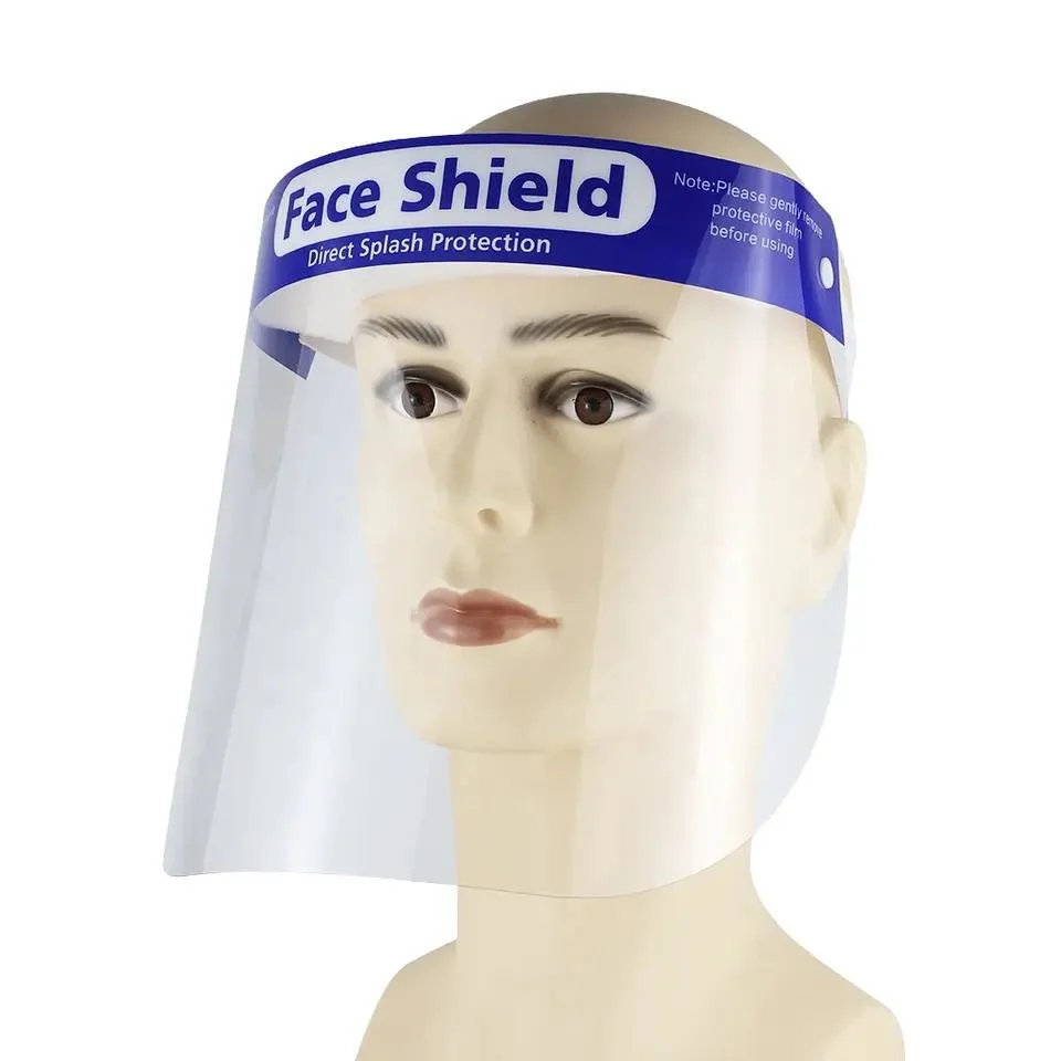 Máscara de proteção facial transparente e de plástico transparente descartável